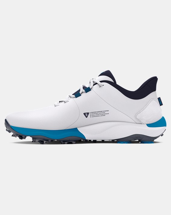 Men's UA Drive Pro Wide Golf Shoes, White, pdpMainDesktop image number 1